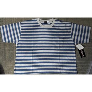 Vintage Short Sleeve Crop Top Women's Large Tee Shirt Striped Gray NOS 80's Half